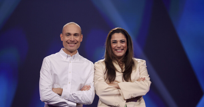 Jesper Rönndahl och Farah Abadi under fredagens genrep i Scandinavium.