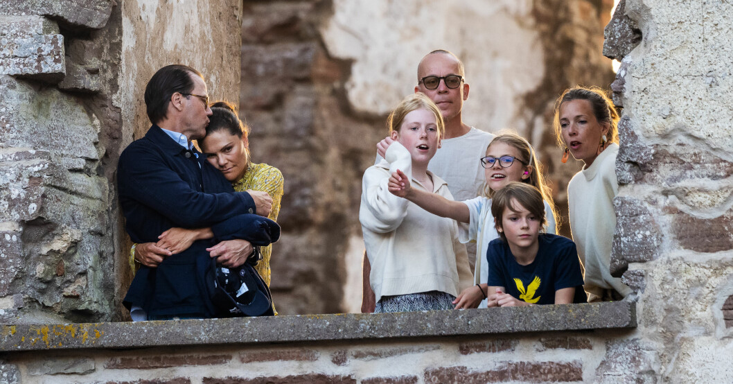 Prins Daniel, kronprinsessan Victoria och prinsessan Estelle