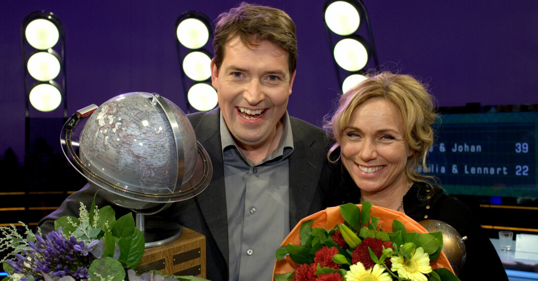 Johan Wester och Anne Lundberg tog hem segern i På spåret 2007. Johan Wester och Anne Lundberg i På spåret 2007