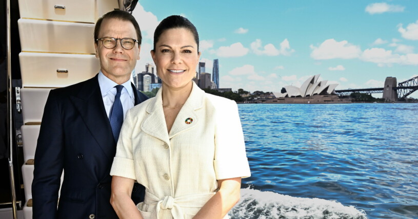 Kronprinsessan Victoria och prins Daniel är på besök i Australien. Här med Sydneyoperan och Harbour Bridge i bakgrunden.