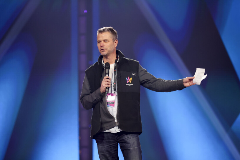 Melodifestivalens projektledare Anders Wistbacka. Anders Wistbacka, projektledare för Melodifestivalen, under fredagens genrep i Scandinavium inför deltävling 1.