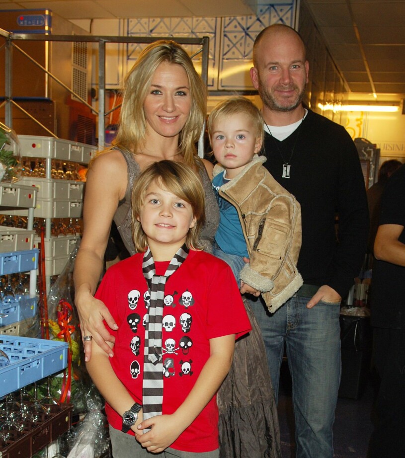 Kristin Kaspersen med barnen Filip och Léon samt dåvarande maken Hans Fahlén.