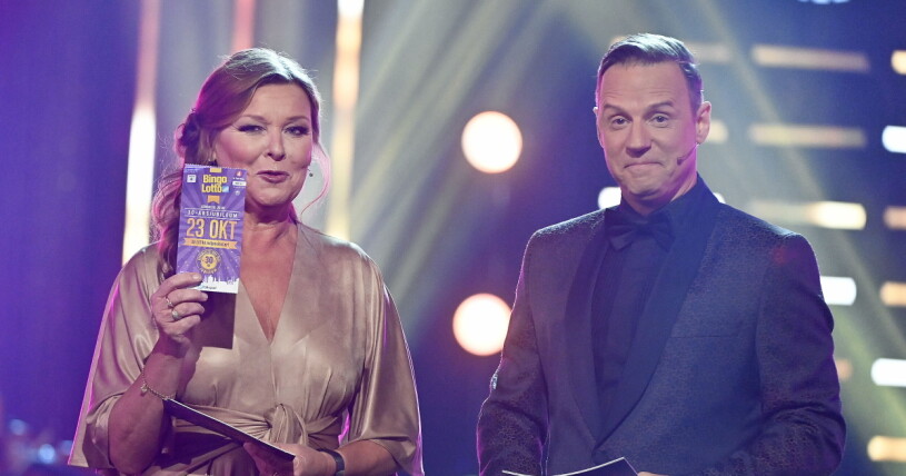 Stefan Odelberg hoppar in för Lotta Engberg i Bingolotto. Lotta Engberg och Stefan Odelberg i Bingolotto