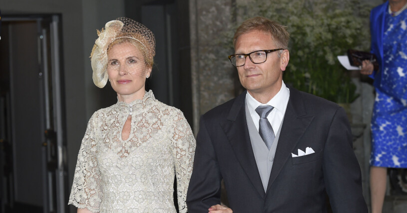 Anna Westling Söderström och maken Mikael Söderström under prins Oscars dop. Anna Westling och Söderström, Mikael Söderström 2016