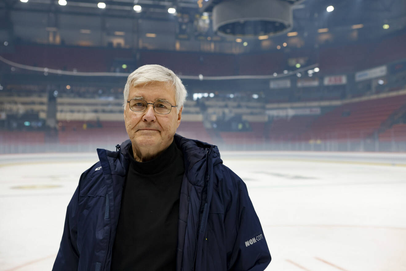 Stig Salming, bror till Börje Salming, i samband med välgörenhetsmatchen "Game for Börje" mellan veteranlagen Tre Kronor Legends och Toronto Maple Leafs Alumni i Monitor ERP Arena.