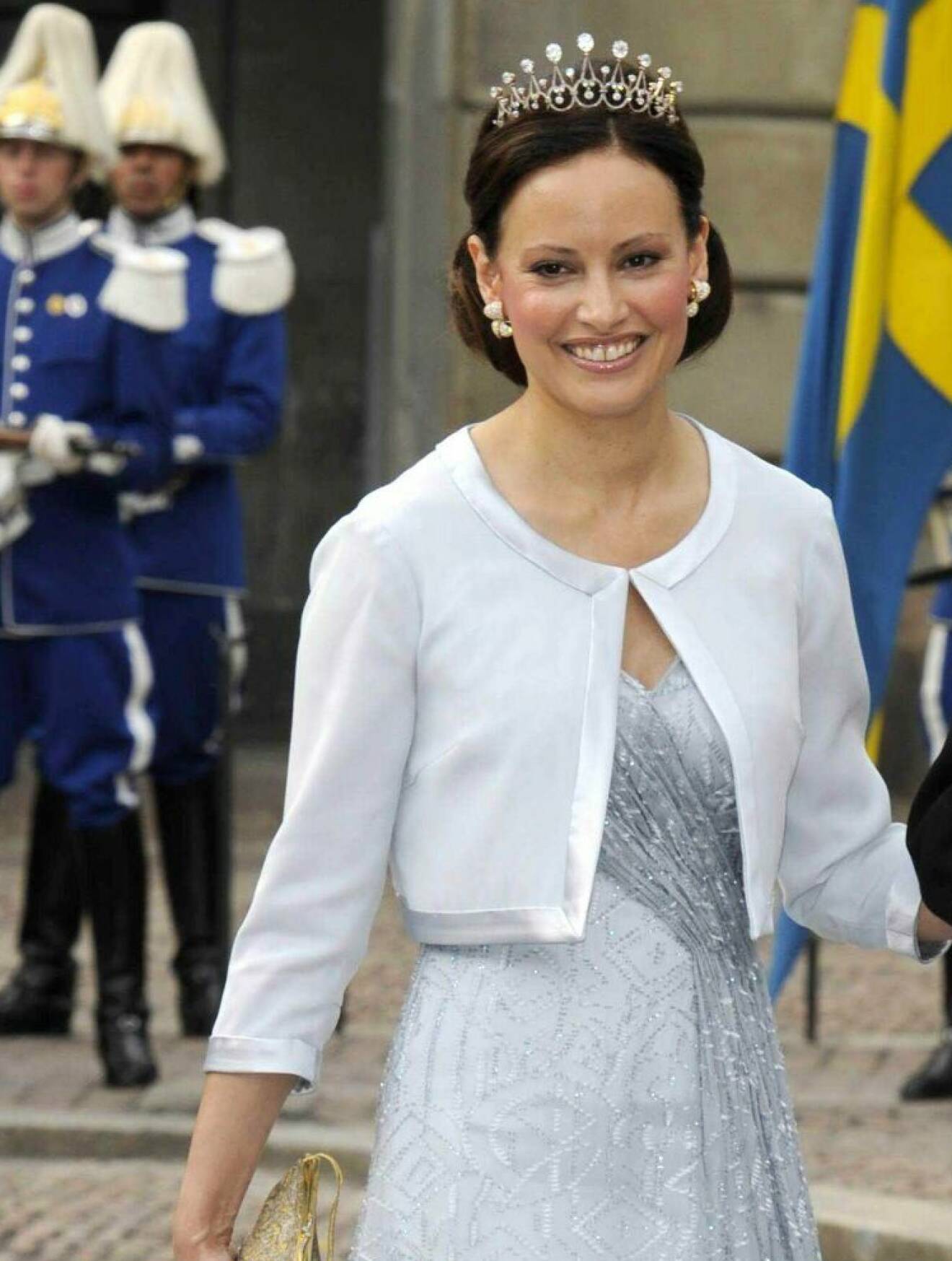 Prinsessan Carina, då Carina Axelsson, på kronprinsessan Victorias och prins Daniels bröllop.