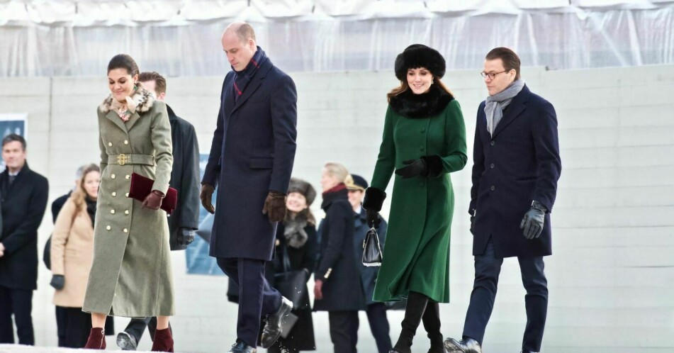 Kronprinsessan Victoria välkomnade prins William och hertiginnan Kate till Sverige. Kronprinsessan Victoria och Kate Middleton