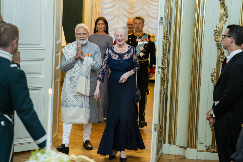 Indiens premiärminister Narendra Modi och drottningen Margrethe