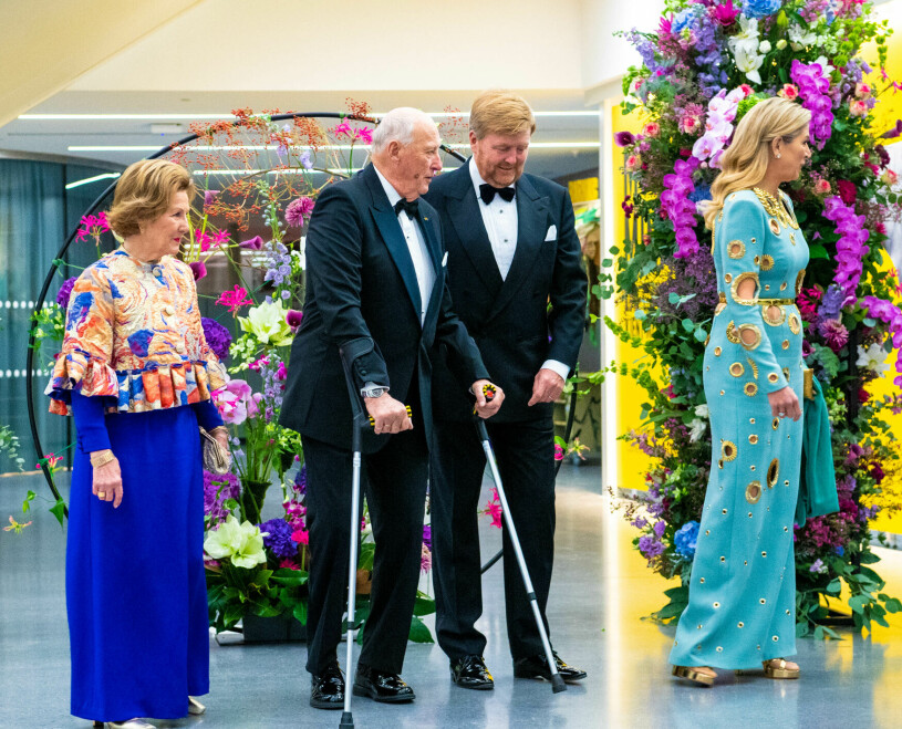 Máxima och Willem-Alexander med sina gäster, det norska kungaparet. Harald och Sonja med Máxima och Willem-Alexander Svarsmiddag Munch-museet
