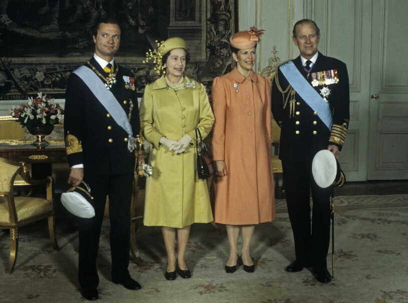Bild från drottning Elizabeths och prins Philips besök i Stockholm 1983.
