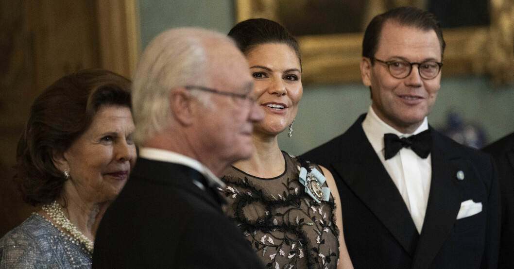 Drottning Silvia, kung Carl Gustaf, kronprinsessan Victoria och prins Daniel