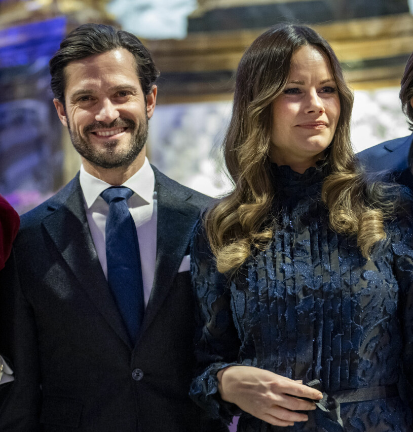 Kvällens hedersgäster Sofia och Carl Philip. Prinsessan Sofia och prins Carl Philip i Gustaf Vasa kyrka – julkonsert 2022