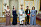 Danmarks premiärminister, Mette Frederiksen, Modi, drottning Margrethe, kronprinsessan Mary och kronprinsen Frederik.