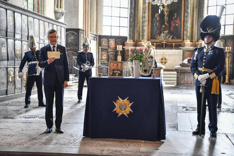 Kungens vice ordenskansler Per Sandin läste en text under den högtidliga minnesceremonin. kungens vice ordenskansler Per Sandin