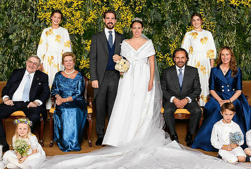 Den officiella bröllopsbilden. Brudparet Prins Philippos Nina Flohr Officiella bröllopsbilden