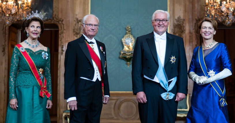 Presidentparet – aftonens huvudpersoner. Kungen Drottning Silvia Tysklands president med fru Elke