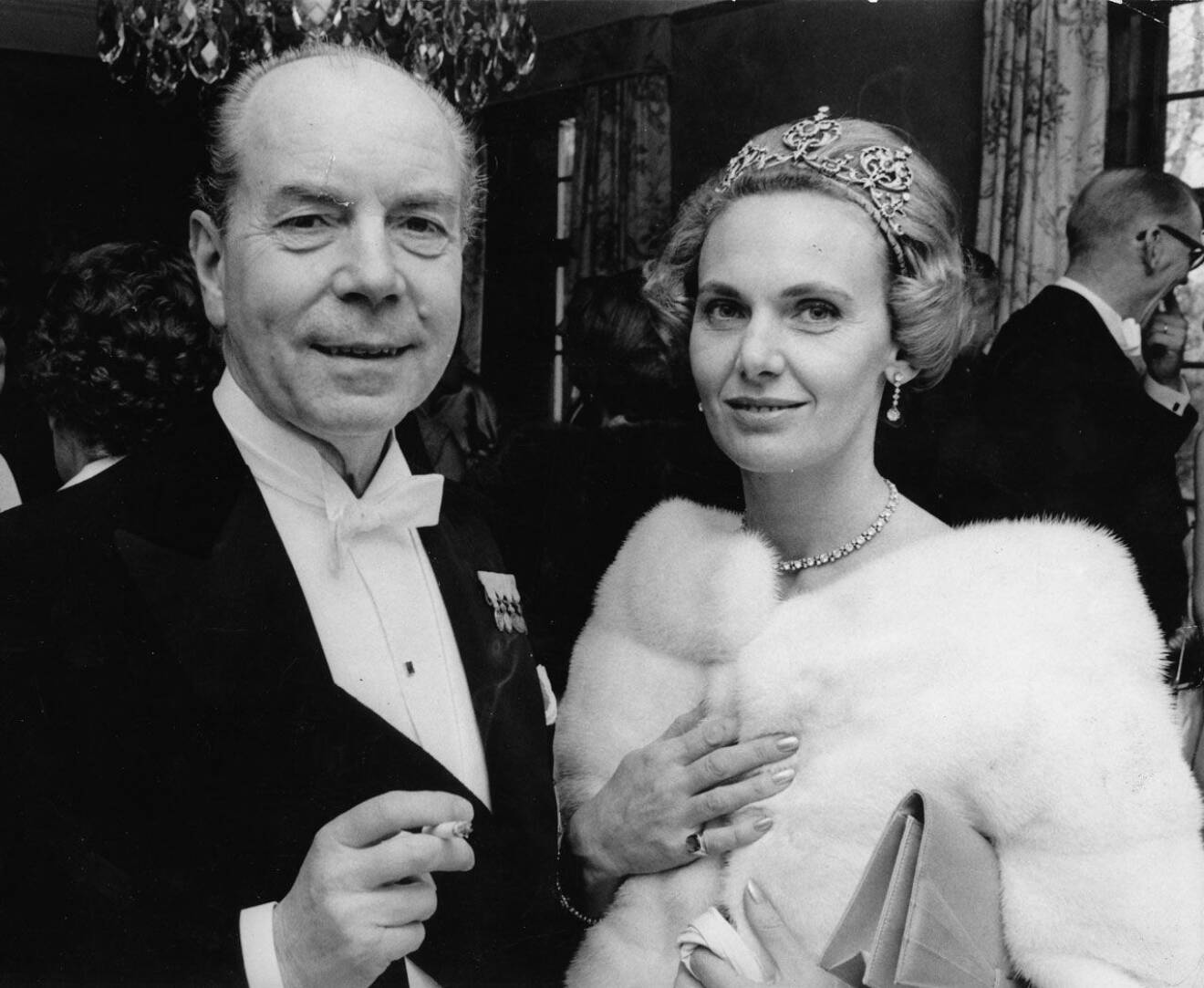 Sigvard och Marianne Bernadotte på galamiddag 1969