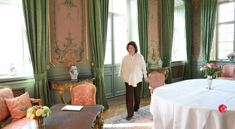 Drottningen nätshoppade från sitt äsklingsrum: Sommarmatsalen på Drottningholm. Drottning Silvia i sommarmatsalen på Drottningholm
