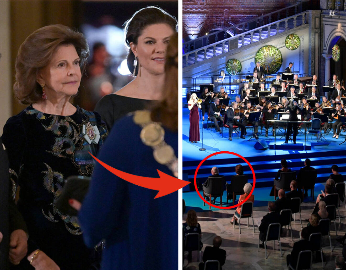 Drottning Silvia Kronprinsessan Victoria Nobel 2021 Blå hallen Stockholms stadshus