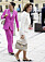 Drottning Silvia i vit dräkt och med en handväska från Hermès i modellen Kelly