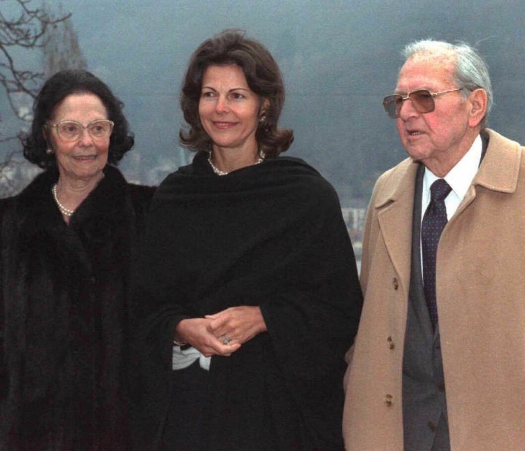 Drottning Silvia med sina föräldrar Alice och Walther Sommerlath.