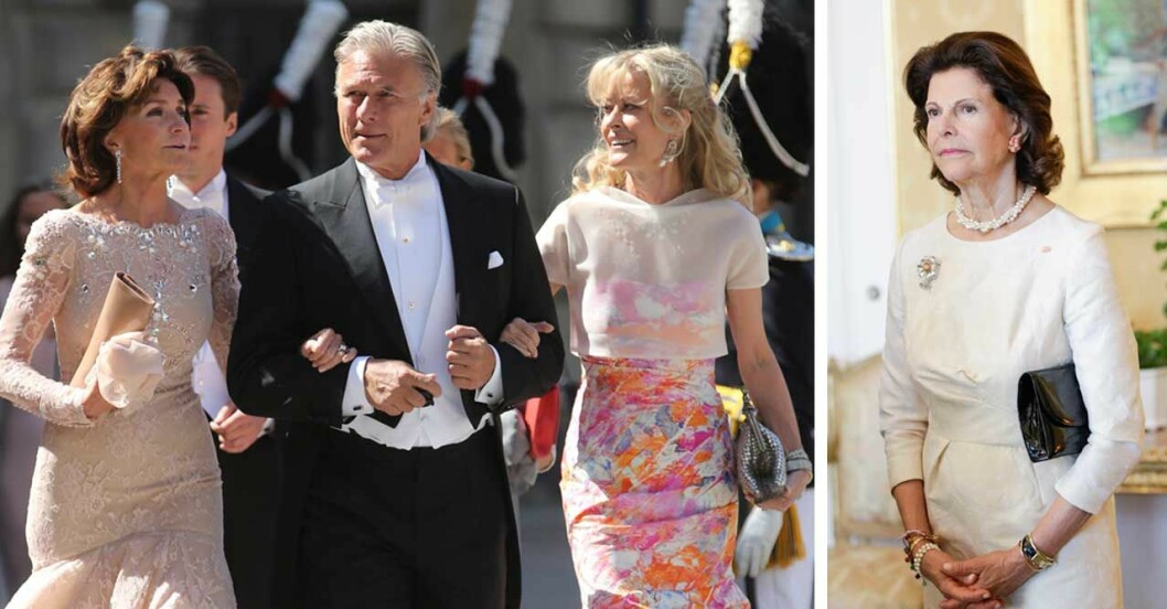 Anki Wallenberg till höger på prinsessan Madeleines och Chris bröllop. Hon gjorde sällskap med Louise Gottliebs mor och far, Carola och Fredrik Gottlieb. Anki Wallenberg