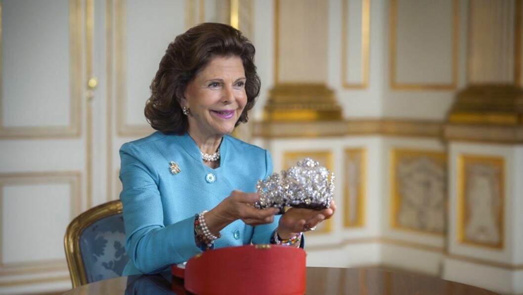 Silvia med Kröningsdiademet. Eller Brasilianska diademet som det också kallas. Silvia