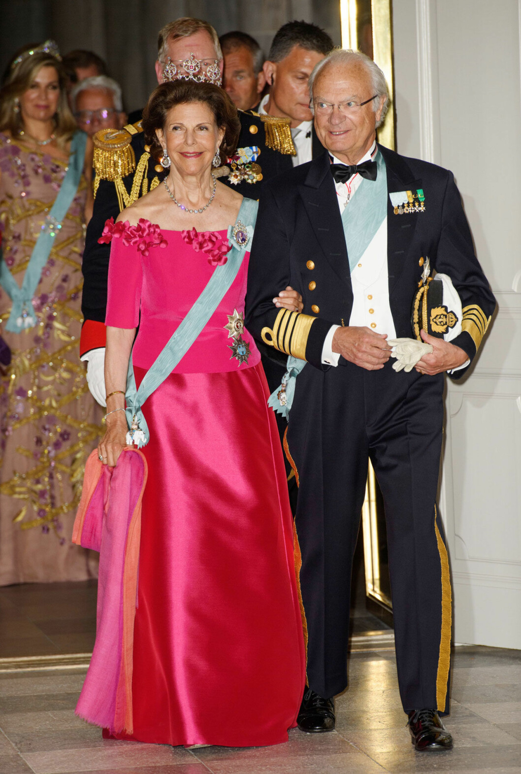 Rubinerna tillbaka i Köpenhamn, våren 2018. Drottning Silvia i rubindiademet när kronprins Frederik fyllde 50 år.