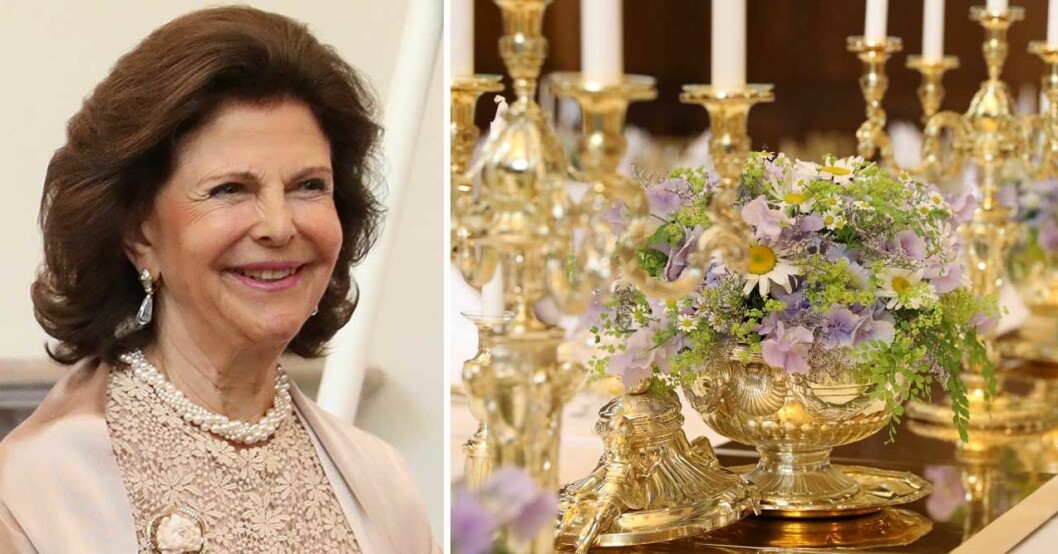 Guldservis och spetsar från Valentino – se bilderna från kungaparets middag!