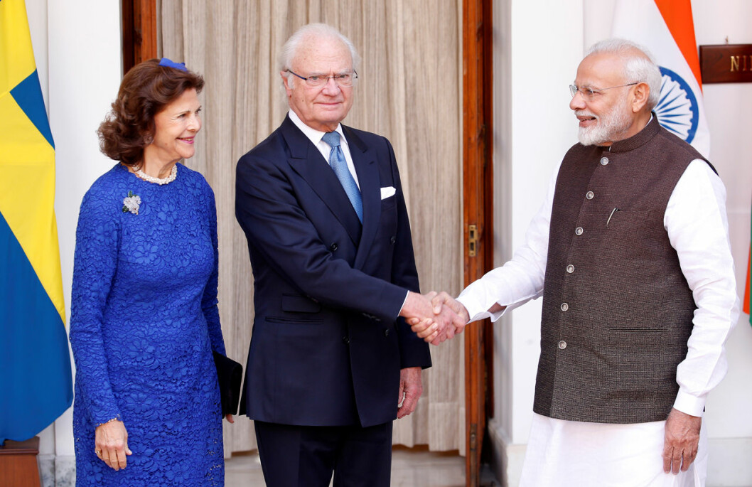 Drottning Silvia och kung Carl Gustaf på plats i Indien. drottning siliva indien statsbesök