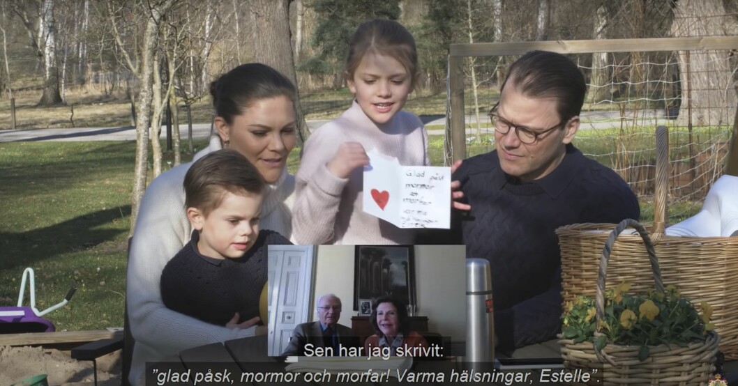 Förra året såg det ut så här. Estelle är en pysseltjej så det blir garanterat påskkort till mormor och morfar även i år. prinsessan estelle