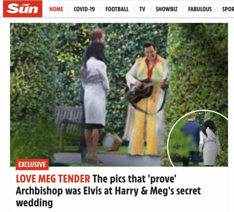 Typisk brittisk humor? Aprilskämt Meghan Markle Prins Harry Hemligt gifta Ärkebiskopen Elvis