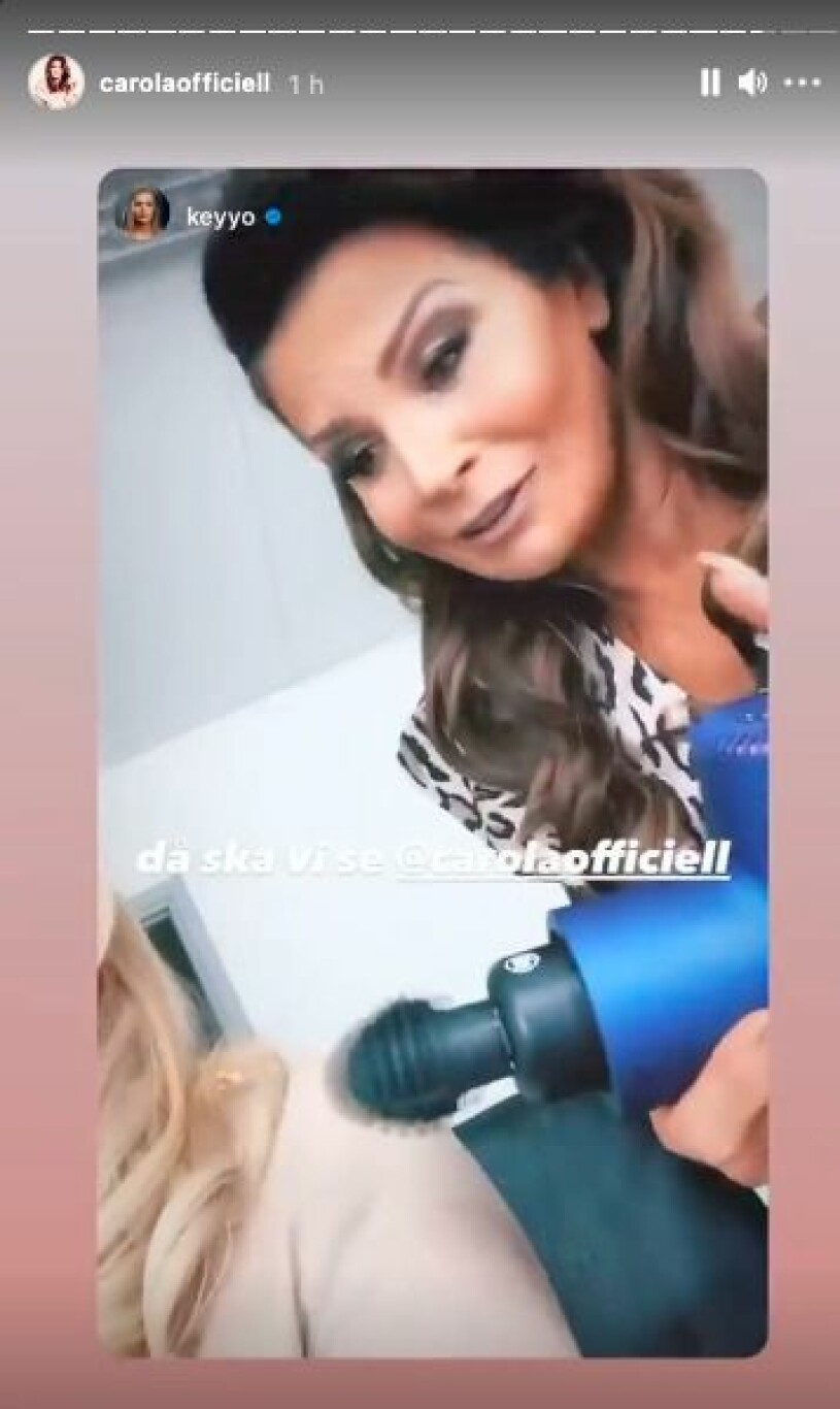 Carola Häggkvist bjöd Keyyo på en massage innan danstävlingen drog igång. Carola Häggkvist och Kristina "Keyyo" Petrushina