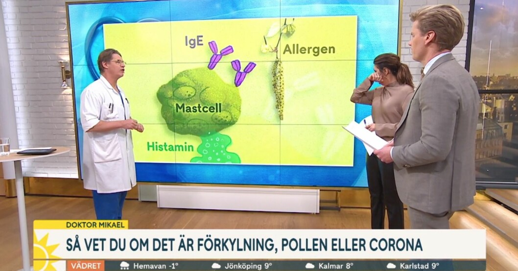 Sorya Lavasani drabbas av hostanfall med doktor Mikael Sandström i Nyhetsmorgon