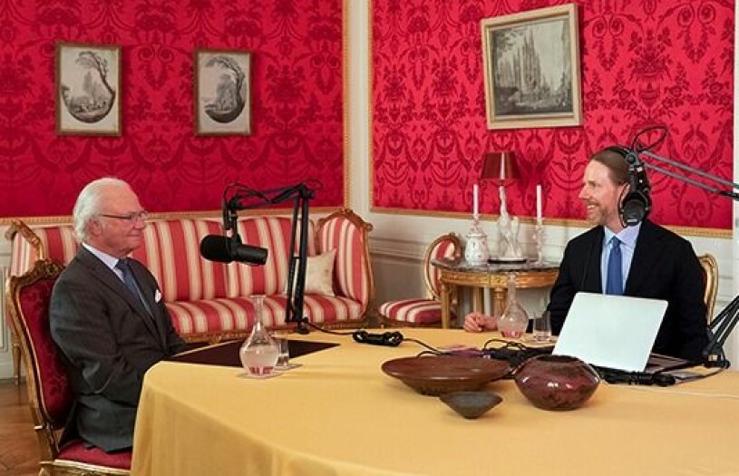 Kungen poddar med Kristoffer Triumf. Intervjun spelades in i Prinsessan Sibyllas våning på Kungliga slottet i förra veckan. Kungen Kristoffer Triumf Värvet podcast poddar
