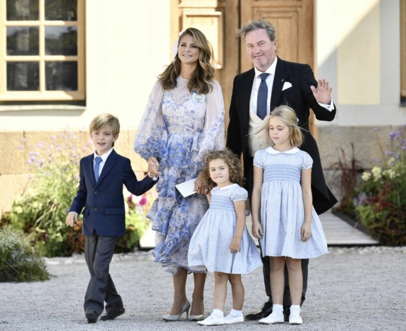 Prinsessan Madeleine och Chris O'Neill på prins Julians dop
