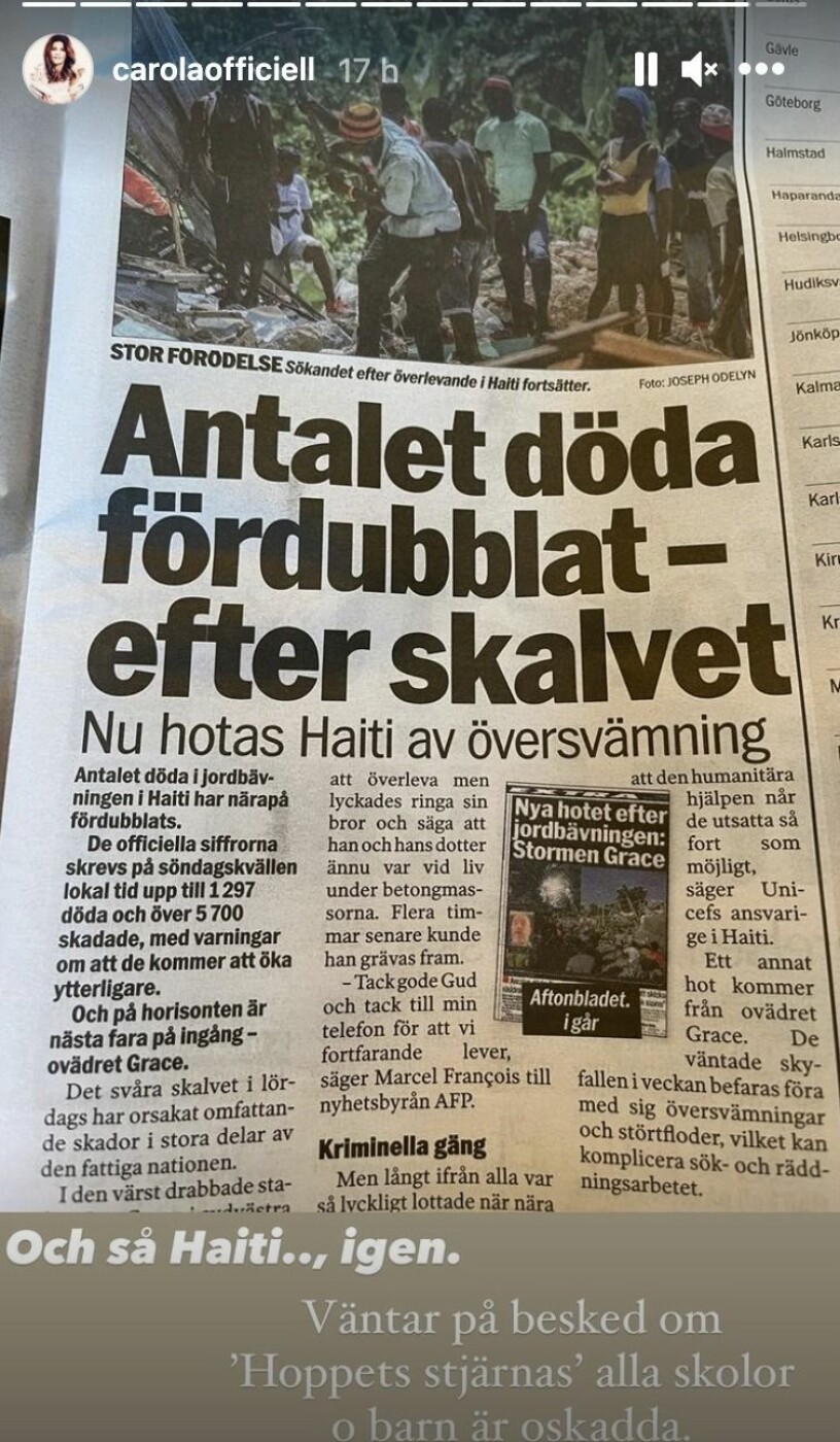 Carola är orolig för hur det ska gå i Haiti.