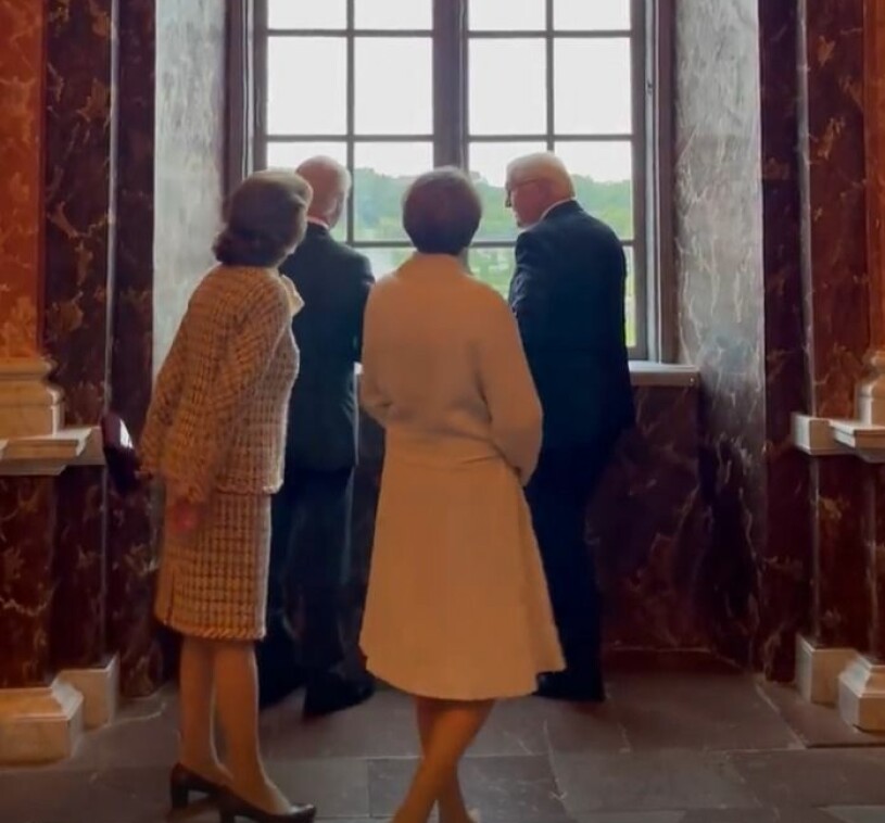 Kungen visar sin hemmapark... Kungen Drottningen Drottningholm Tyska presidenten