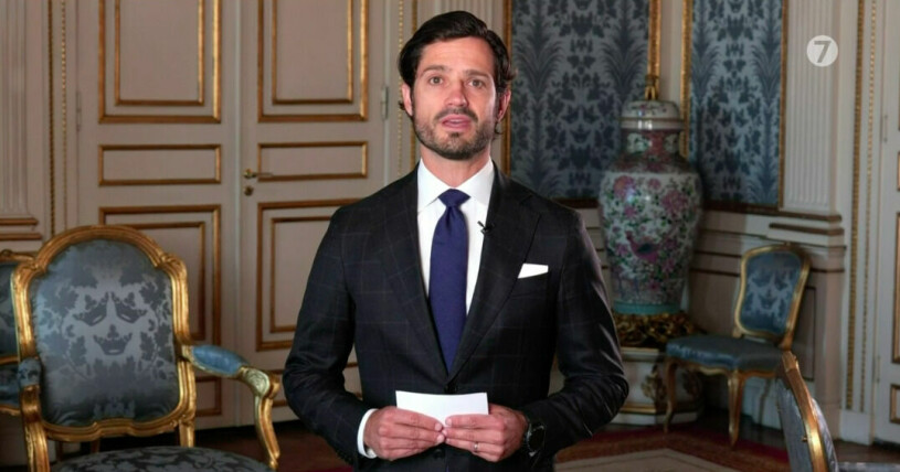 Prins Carl Philip var inte på plats i Annexet. I stället skickade prinsen en videohälsning. Prins Carl Philip håller tal