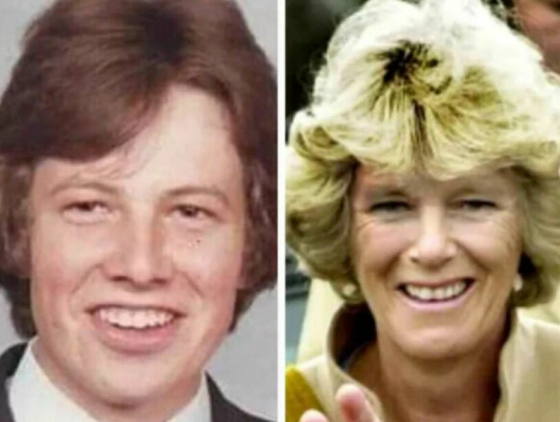 Simon Charles som ung, bredvid Camilla, som han påstår är hans mamma.