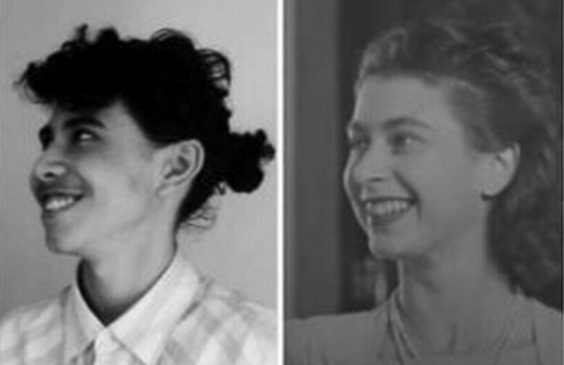 Drottning Elizabeth till höger. Och Simon Charles son till vänster. Simon Charles Dorante-Days son Drottning Elizabeth