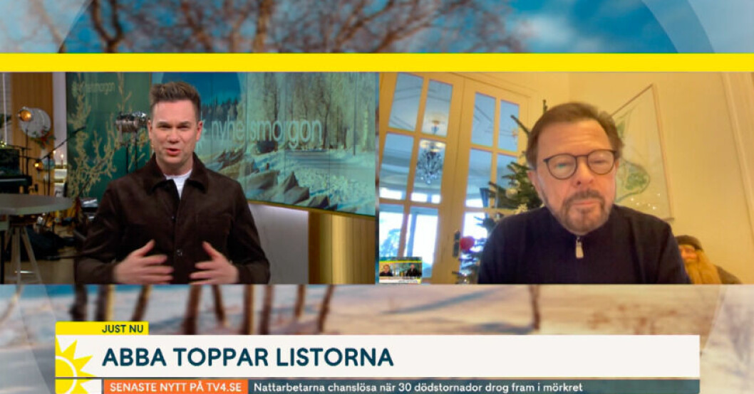 Björn och frun Lena Ulvaeus har julpyntat hemmet! Anders Pihlblad och Björn Ulvaeus