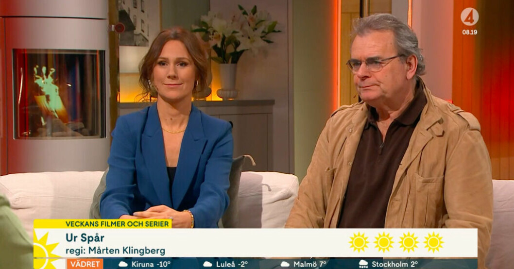 Maria Forsblom gav också filmen Ur spår fyra solar. Maria Forsblom och Steffo Törnquist i Nyhetsmorgon