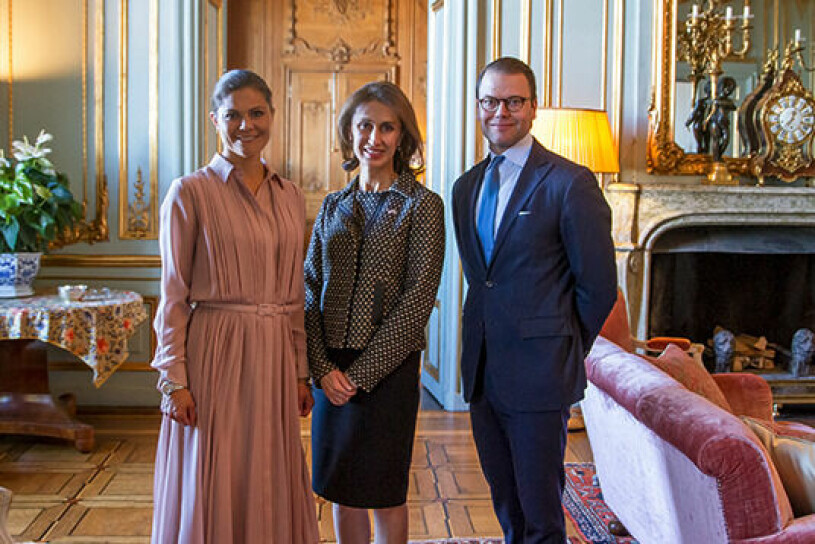Azita Raji hos kronprinsessparet på Stockholms slott. Kronprinsessan Victoria Prins Daniel Azita Raji