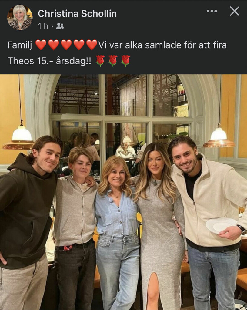Hela familjen samlad! Christina Schollin, Benjamin Ingrosso, Theo Wahlgren, Pernilla Wahlgren, Bianca Ingrosso och Oliver Ingrosso