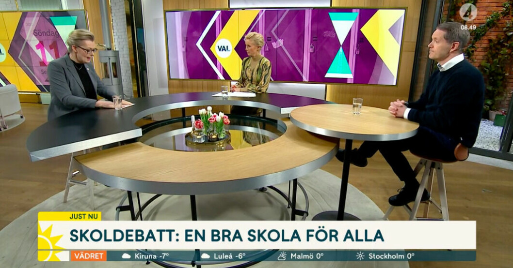 Det blev hätsk stämning i lördagens Nyhetsmorgon. Lina Axelsson Kihlblom, Jenny Strömstedt och Lars Hjälmered