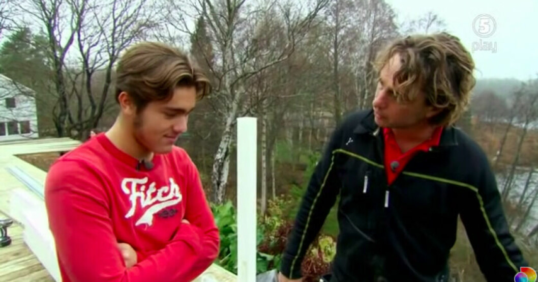 Så här såg det ut när Anders Öfvergård skällde ut Benjamin Ingrosso i det omtalade avsnittet av Arga Snickaren VIP. Tidigare hade Benjamin tjafsat med Anders son. Benjamin Ingrosso och Anders Öfvergård i Arga Snickaren VIP