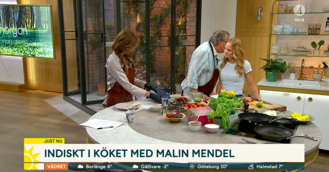 Sofia Geite, Steffo Törnqvist och Malin Mendel i Nyhetsmorgon