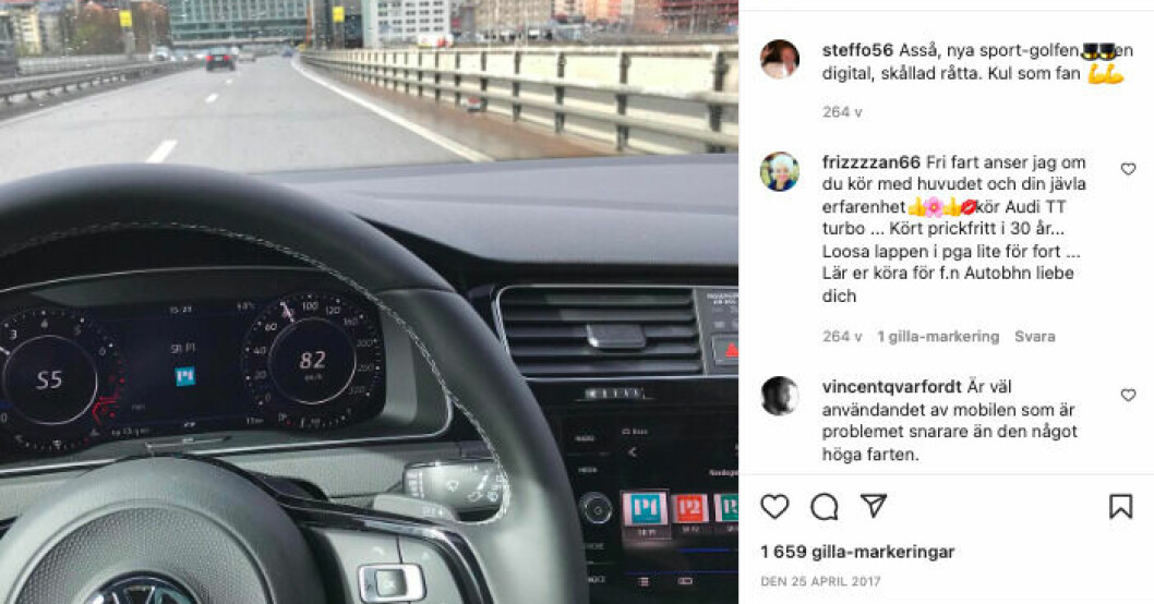 Steffo Törnquist råkade själv avslöja den för snabba åkturen. Steffo Törnquists Instagram
