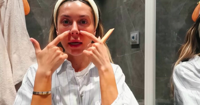 Bianca Ingrosso visar var hon brukar lägga fillers vid näsan. Bianca Ingrossos vlogg